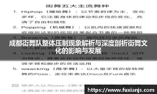 成都街舞队整体压制现象解析与深度剖析街舞文化的影响与发展
