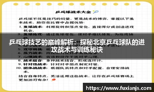 乒乓球技艺的巅峰解析：探秘北京乒乓球队的进攻战术与训练秘诀