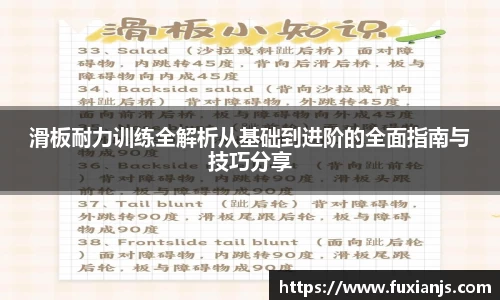 滑板耐力训练全解析从基础到进阶的全面指南与技巧分享